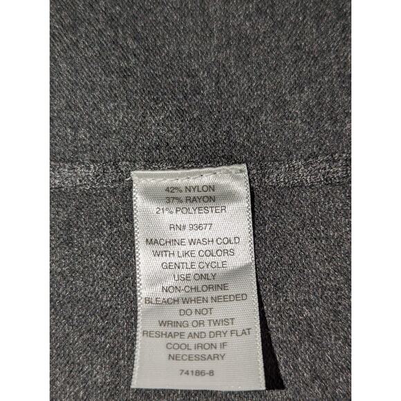 Liz Claiborne Women's Medium Gray Dress Short Sleeve Ribbed Knit Gold Buttons - Picture 7 of 15